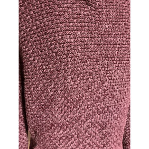 DULUTH TRADING CO sz S burgundy wool blend waffle texture v neck sweater - Picture 4 of 8